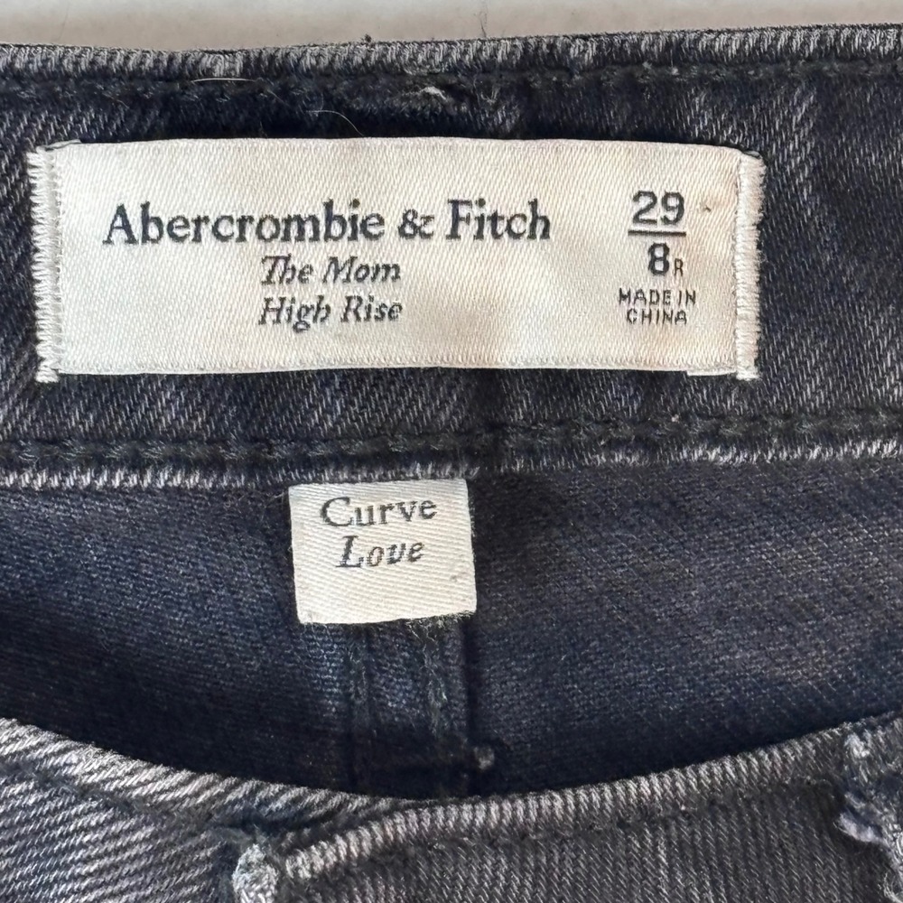 Abercrombie & Fitch Curve Love The Mom High Rise Jeans Black 29 8R - Picture 7 of 11